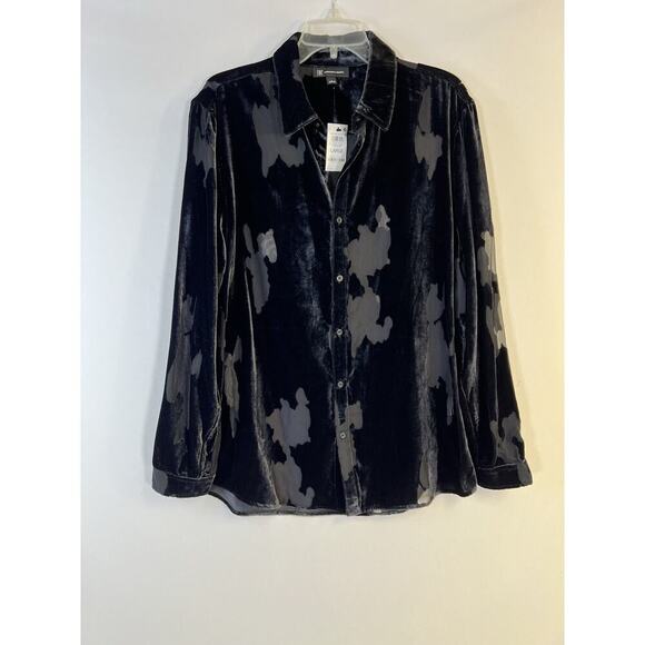 NWT INC Button Up Shirt Burnout Velvet Black Sz Large Goth Wimsigoth Dark Fairy - Picture 5 of 10